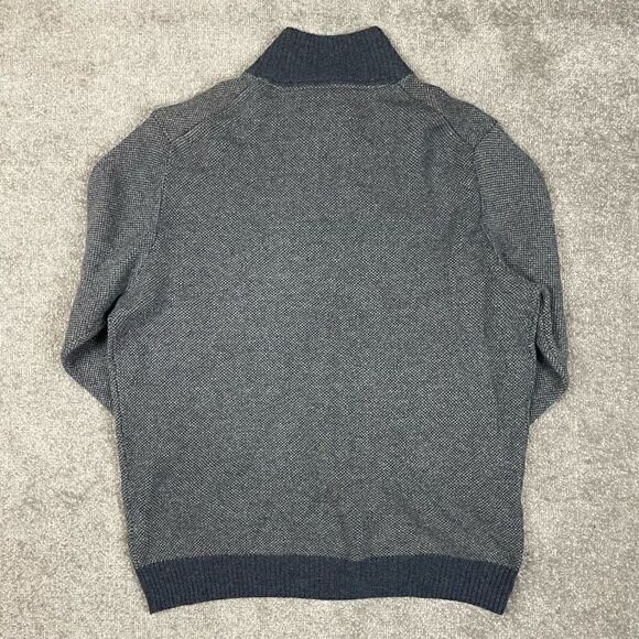 Pronto Uomo Blue Gray 100% Wool 1/4 Zip Men's Pullover Long Sleeve Sweater 2XL - Picture 2 of 4